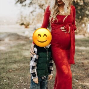 Sexy Mama Maternity Vibrant Red Long Sleeve Dress